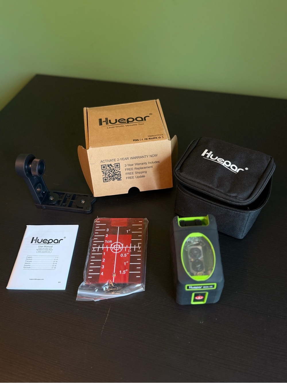 Huepar Green Laser Level Kit with Carrying Case